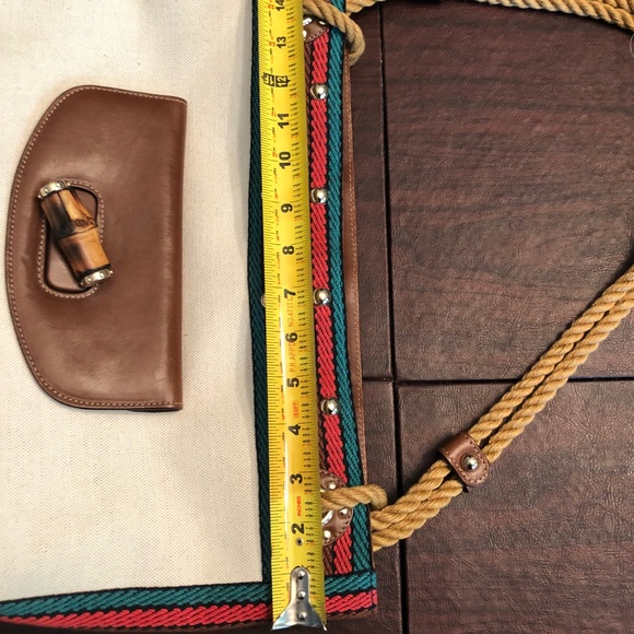 Rare Gucci handbag linen with bamboo trim - Picture 5 of 8